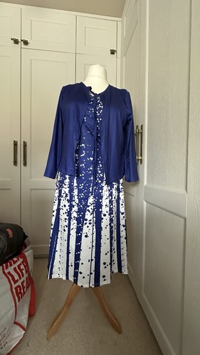 Ladies white blue dress jacket - ladies,