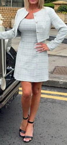 Women white tweed check - white,